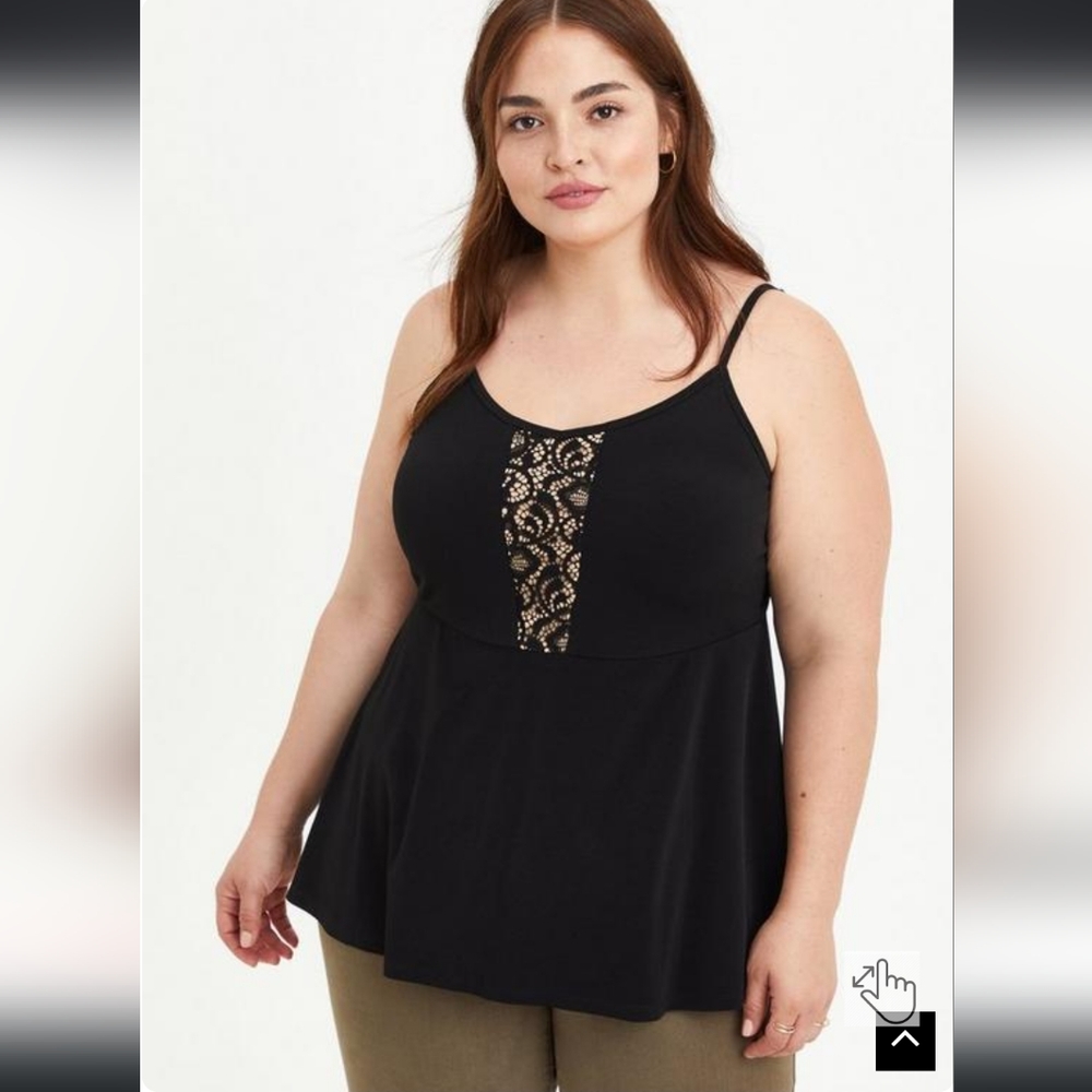 New Torrid Black Peplum Tank - Studio Knit & Lace Black Sleeveless Top 4X 5X